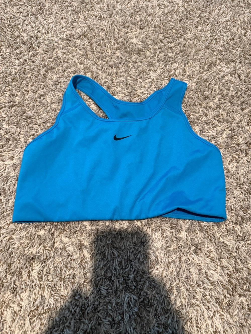Nike Blue Racerback Sports Bra with Black Swoosh